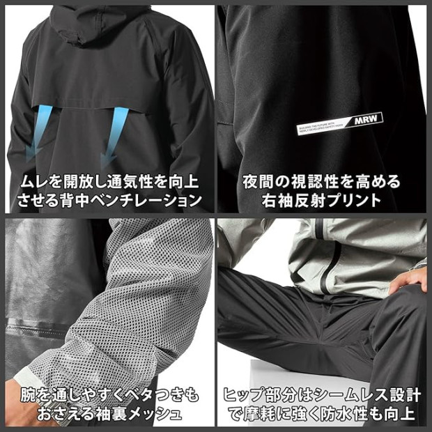 MAKKU FLEX FIT RAIN SUIT AS-5130 BLACK
