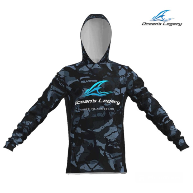 UV блуза с качулка OL LONG SLEEVE HOODIE UPF50 - BLACK CAMO